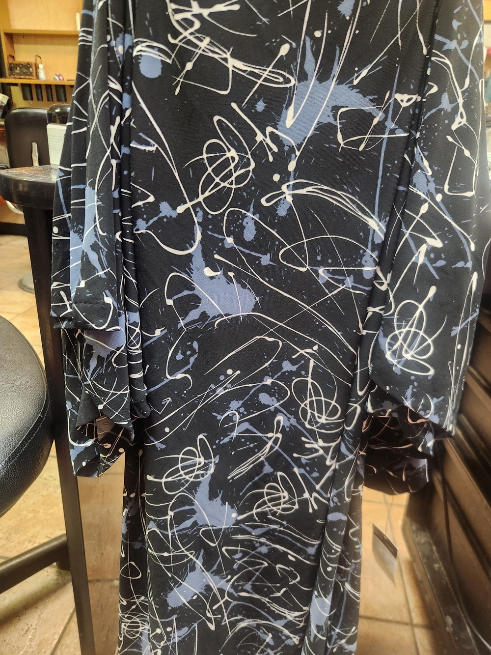 Abstract Splash Print Black & Blue Tunic Top